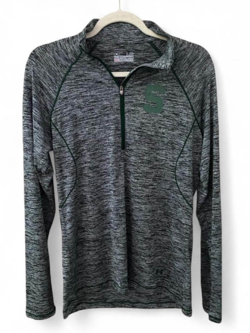 Under Armour Michigan State Spartans 1/4 Zip Performance Pullover Charcoal Gray